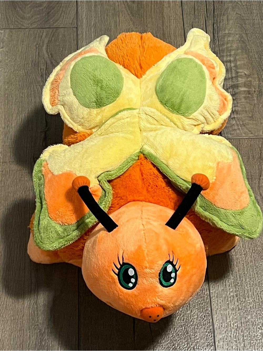 My Pillow Pets Orange yellow Butterfly 18” green eyes cushion RARE